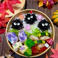 まっくろくろすけ弁当|Akiyoෆ¨̮⑅さん