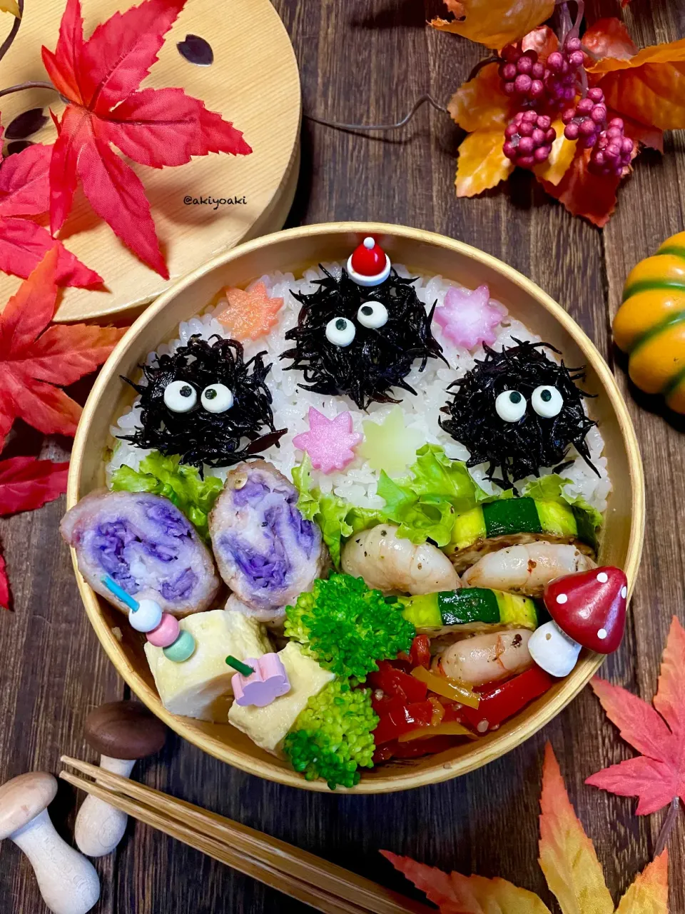 まっくろくろすけ弁当|Akiyoෆ¨̮⑅さん