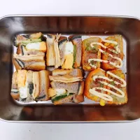 经典火腿芝士蛋三明治+香肠土豆卷| Yilinさん