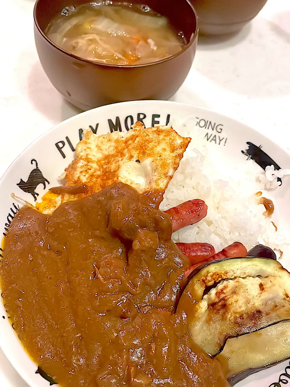 おっさん飯　カレー　汁|ひげおやじさん