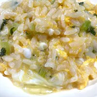 石狩鍋の締め、大根菜の雑炊|花ママちゃんさん