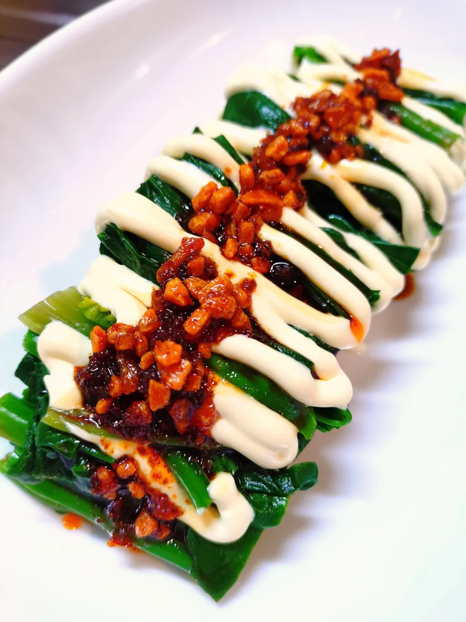 ほうれん草　食べるラー油とマヨネーズ|はるみさん