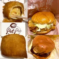 チキンクリームポットパイ🥧　　ケンタの鶏竜田バーガーピリ辛しょうが🍔　　和風チキンカツバーガー本格ゆず七味🍔|るみおんさん