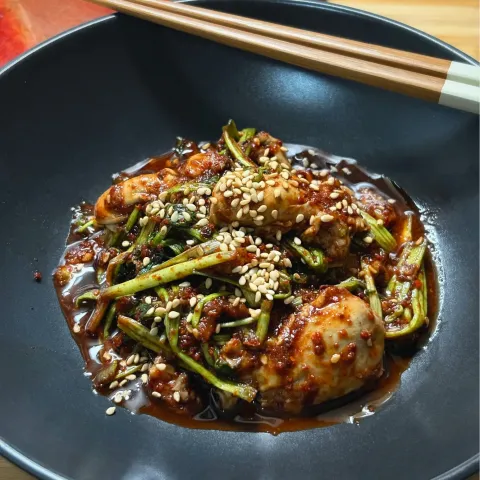 「粉唐がらし」を使ってみたSnapdishの料理・レシピ写真:まる(丸大豆)さんの料理 芹と牡蠣の和え物 クルムチム 굴무침