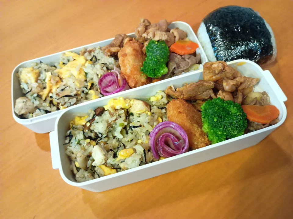 次男弁当&おにぎり|tamagomagomagoさん