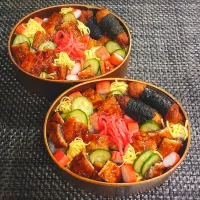 母とムスコのラブラブおソロ♪秋刀魚の蒲焼きちらし寿司弁当|からあげビールさん