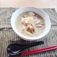 こんにゃく麺 de 豆乳ごまみそスープ|みりん。さん