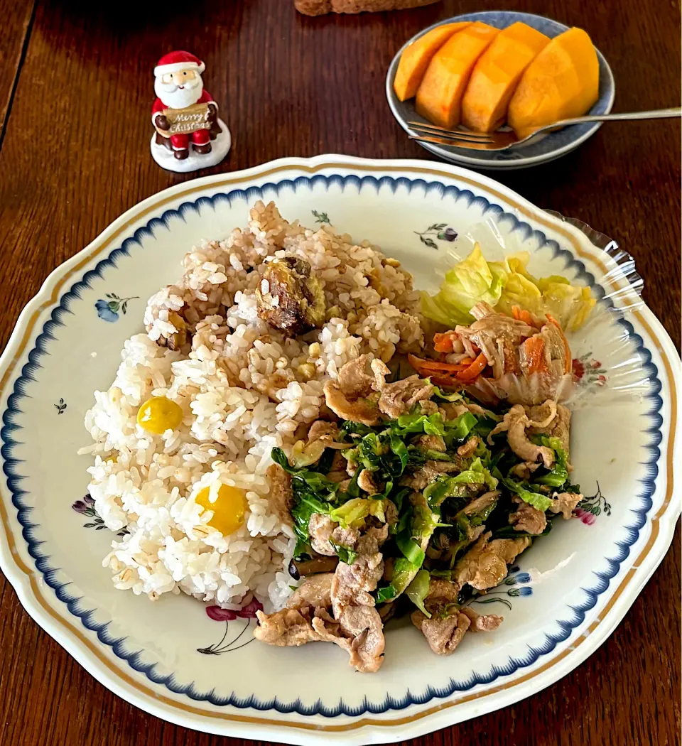 ランチ♯回鍋肉♯炊き込みご飯2種|小松菜さん