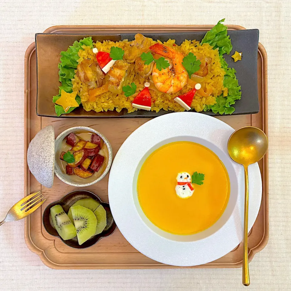 パエリア2日目はかぼちゃポタージュと|すずさん