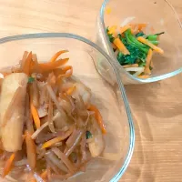 春菊のナムル／人参の葉入り大根の皮きんぴら| チョコさん