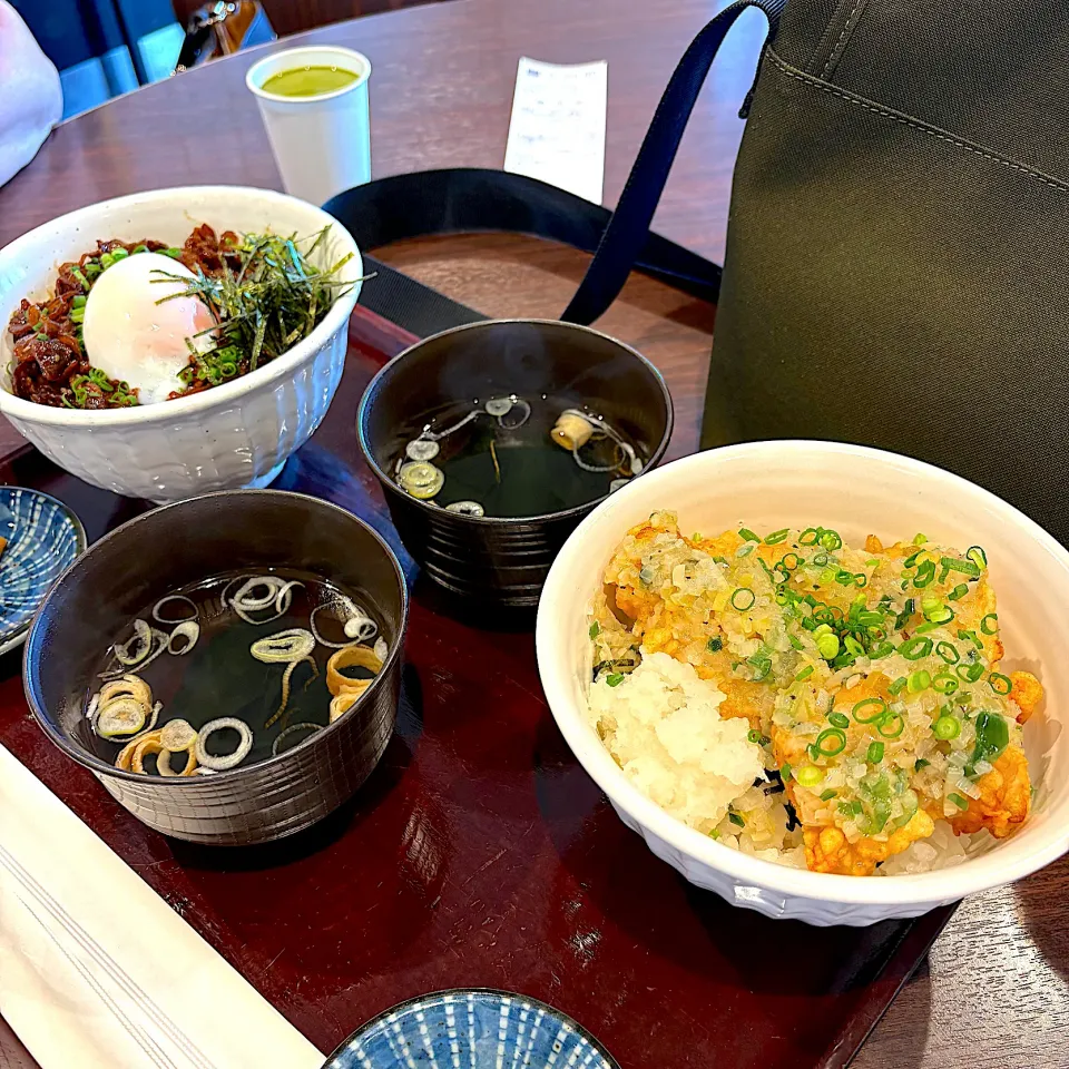 カボスねぎ塩だれの鶏天丼と大分とりちん丼😋|すかラインさん