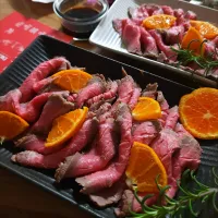 由美さんの料理 由美さんの料理 　豚バラローストポーク　バルサミコオレンジソース添え🍊|ナオミさん