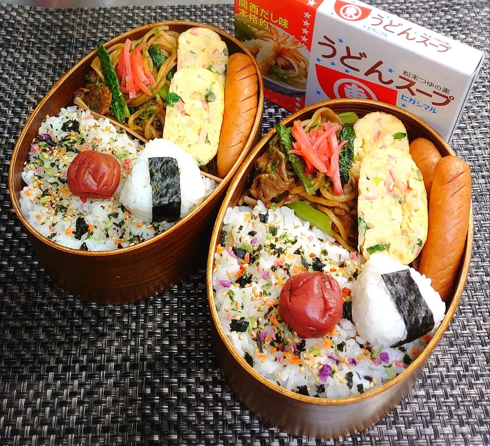 母とムスコのラブラブおソロ♪カニカマと天かすのヒガシマルだし巻き玉子弁当|からあげビールさん