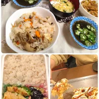 25日おまとめ(旦那さん弁当、息子とランチお好み焼き、夜ごはん)