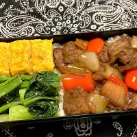 2025.11.28 息子弁当　◎焼肉・卵焼き・小松菜ナムルのっけ丼|goroさん