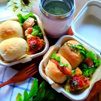 ちぎりパンとポタージュのお弁当✨|さらママさん