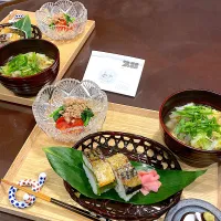 焼き鯖寿司、けんちん汁