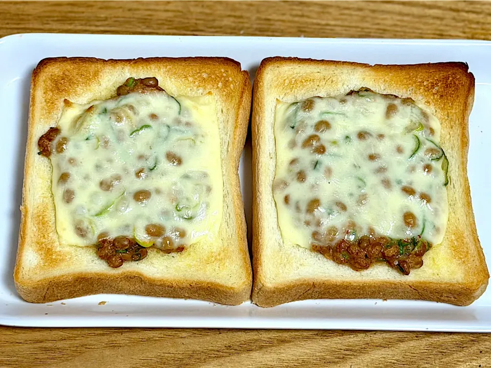 ☆明太子納豆チーズトースト|まぁたんさん