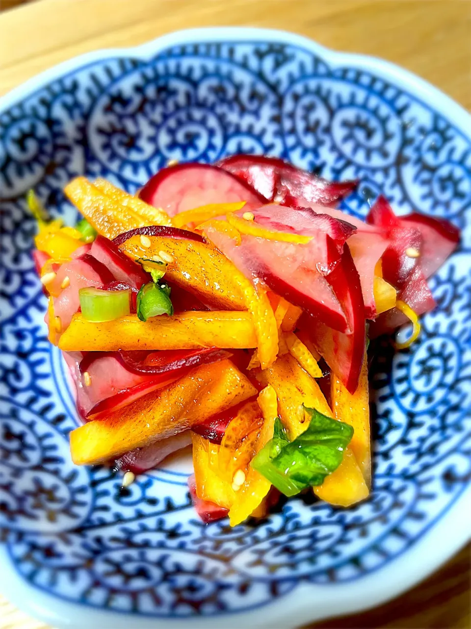 赤蕪、甘柿、柚子の酢の物|藤田 まり子さん