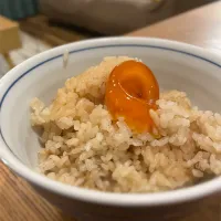 茶飯に卵の黄身の漬け|いがをさん