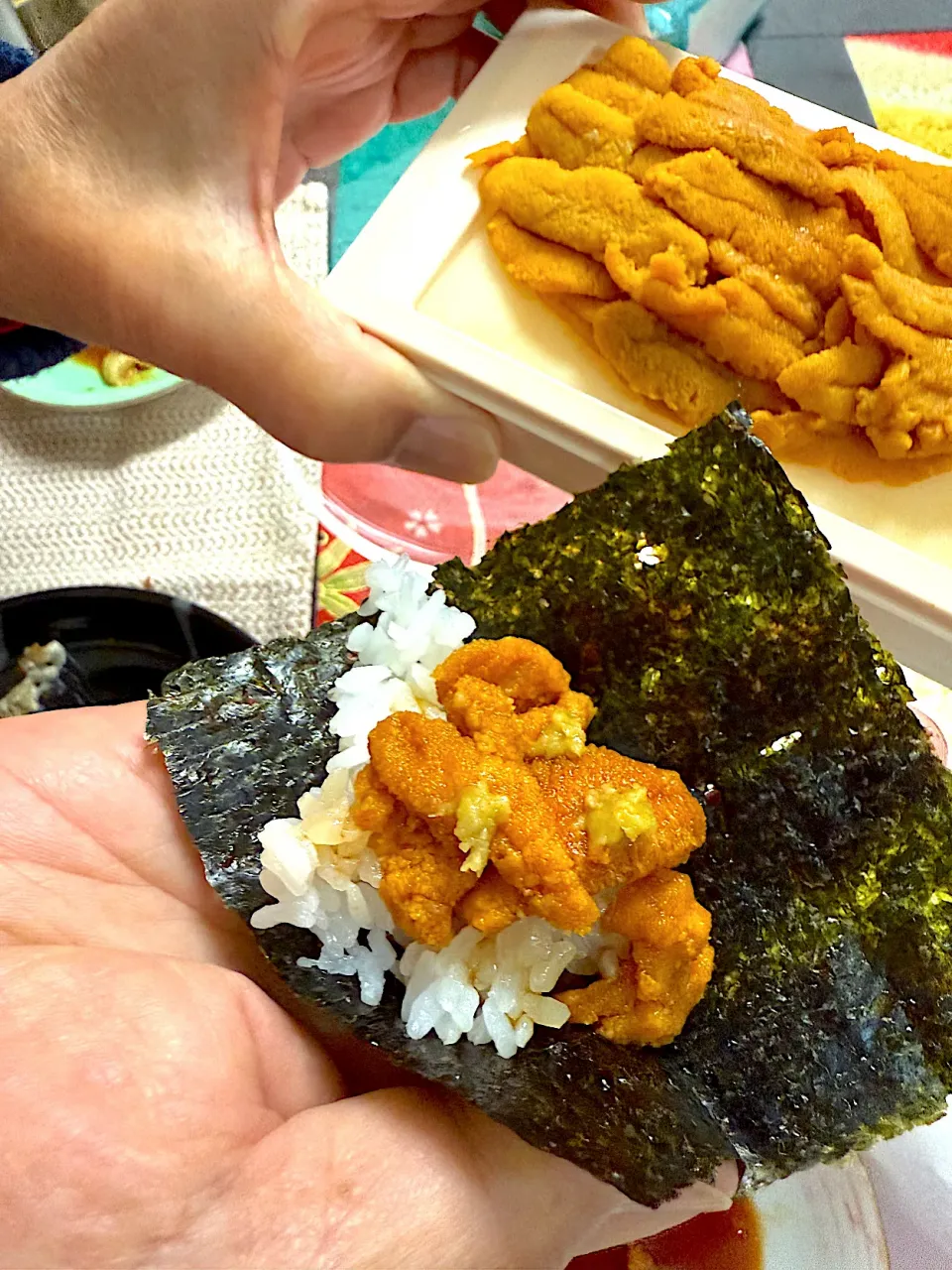 蒸雲丹の手巻き寿司|プクママさん