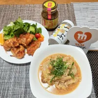 『揚げない唐揚げと白菜豆乳つぶみそスープ』|seri-chanさん