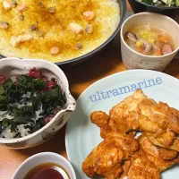 ＊タンドリーチキンとシーフードパエリアで晩ごはん♪＊|ultramarineさん