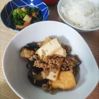 なすと厚揚げの味噌炒め、ほうれんそうとさつま揚げのごま和え|ちゃいさん