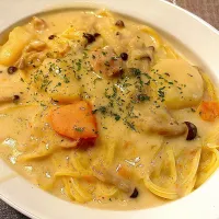 クリームシチューをパスタにリメイク。| kossyossさん