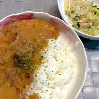 ビーフストロガノフと春雨サラダ| なかみほさん