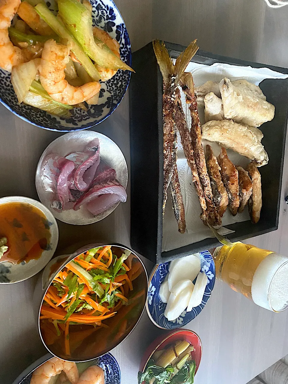 鯖竜田揚げ　鯵刺身　コノシロフライ|みーさん