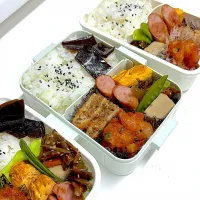 今日のお弁当　エビチリ、メンチカツ弁当|mishiさん