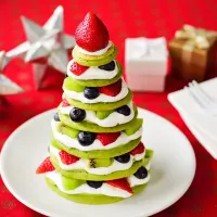 糀甘酒抹茶パンケーキのクリスマスツリー|マルコメ キッチンさん