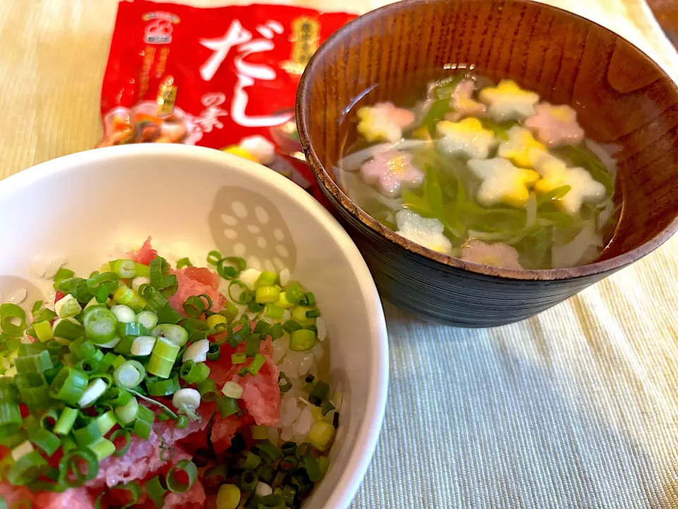 ネギトロ丼＆お麩とネギのすまし汁|Hiropanさん