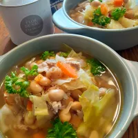 豚こまとキャベツと大豆の煮込み