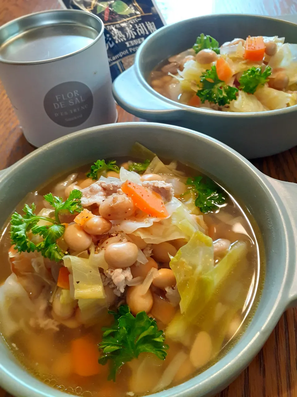 豚こまとキャベツと大豆の煮込み|fumfumさん