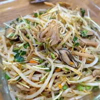 レンチンもやし×きのこの和風マリネ＋辛そうで辛くない少し辛いラー油