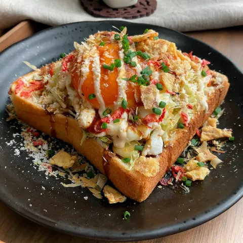 「ブルドック 中濃ソース」を使ってみたSnapdishの料理・レシピ写真:お好み焼き風トースト