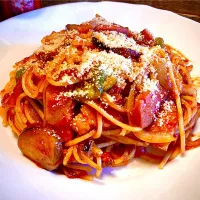 麺好きランチはウィンナー&ベーコンで                「茄子🍆ナポリタン」| mottoさん