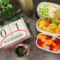 月変えるの忘れた！枝豆ご飯とかさつまいもボールinチーズ弁当。| MUY_Beeeeさん