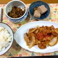 夕飯〜酢鶏・高野豆腐・辛子高菜|おさむさん