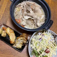 きのこのクリーム鍋と天ぷら|ミカさん