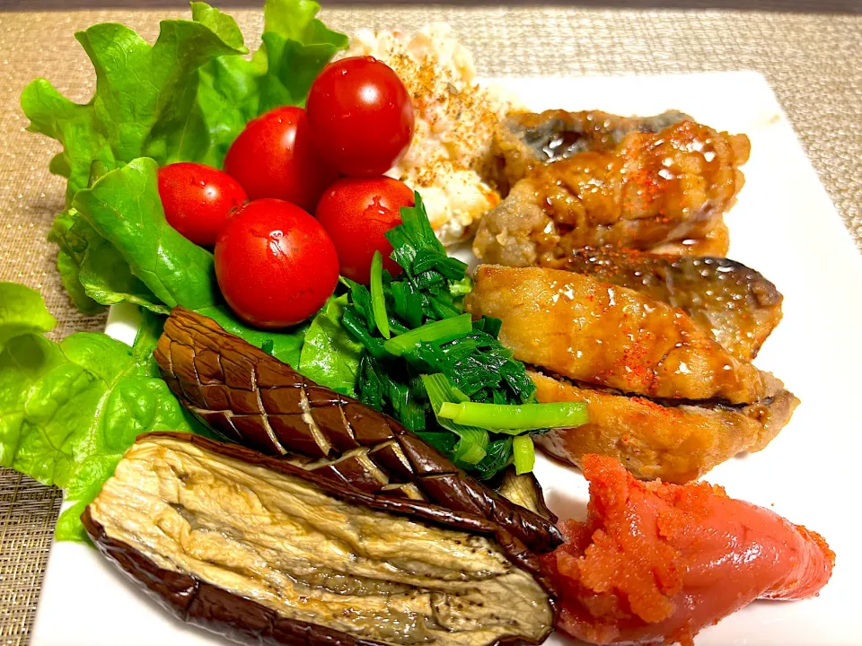 なす焼きと鯵の南蛮漬け。バルサミコソース。|ゆっちこさん