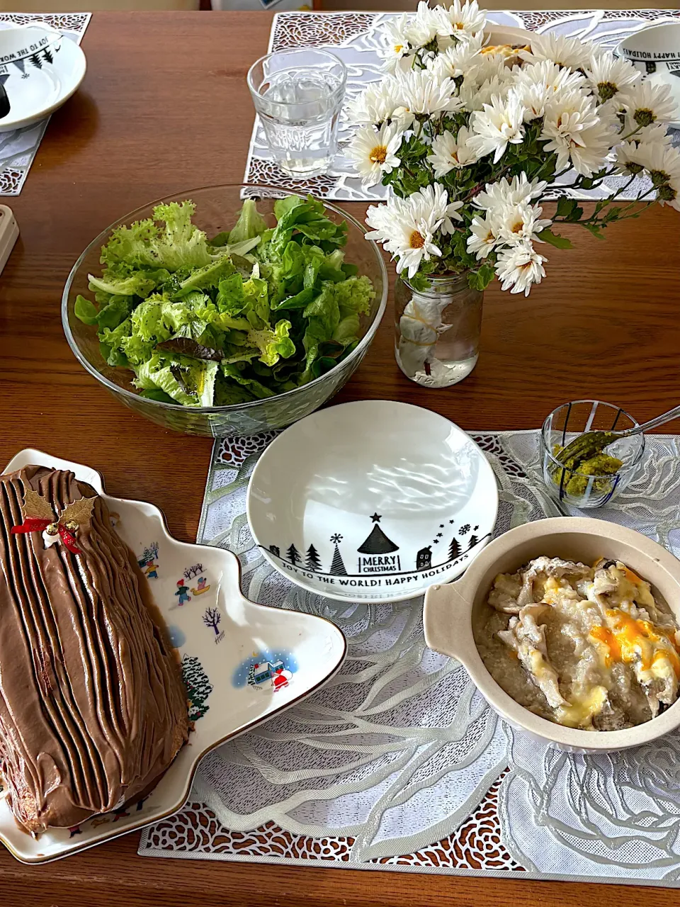 舞茸のリゾット、アボガドロールケーキ、ゆずドレッシングのグリーンサラダ|ＥMＩさん