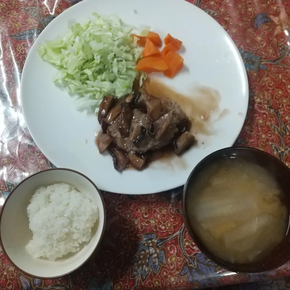 ハンバーグ  干し椎茸と赤ワインのソース|はやとさん