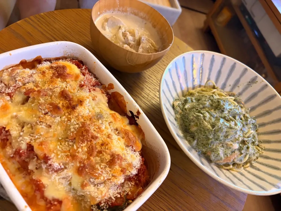 青のりクリームパスタと鯖グラタン|Anyaさん