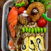 焼鮭とひとくちコロッケ弁当|ヘルペイさん