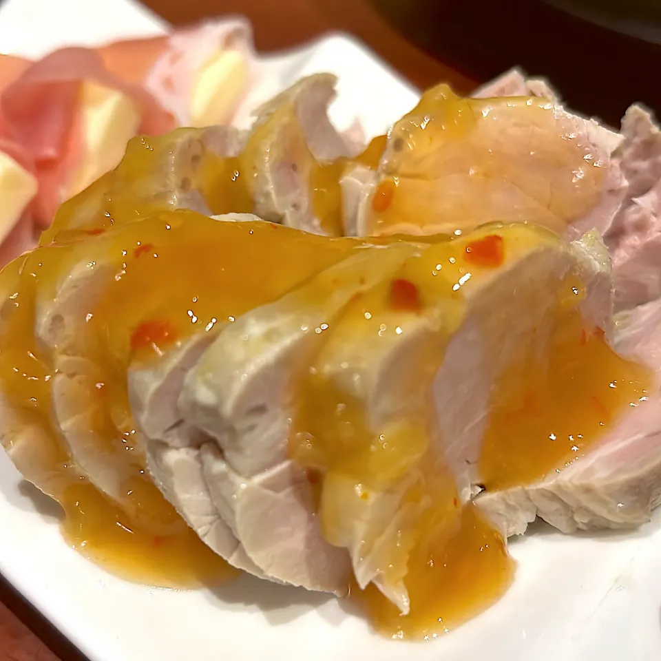 豚ヒレ蒸しをチリマンゴーソースで|mokoさん