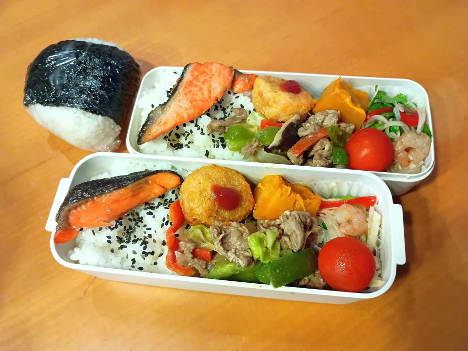 次男弁当&おにぎり|tamagomagomagoさん