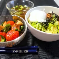 春キャベツの醤油バタ丼
夏野菜の甘酢炒め
椎茸だしスープ| マギーさん